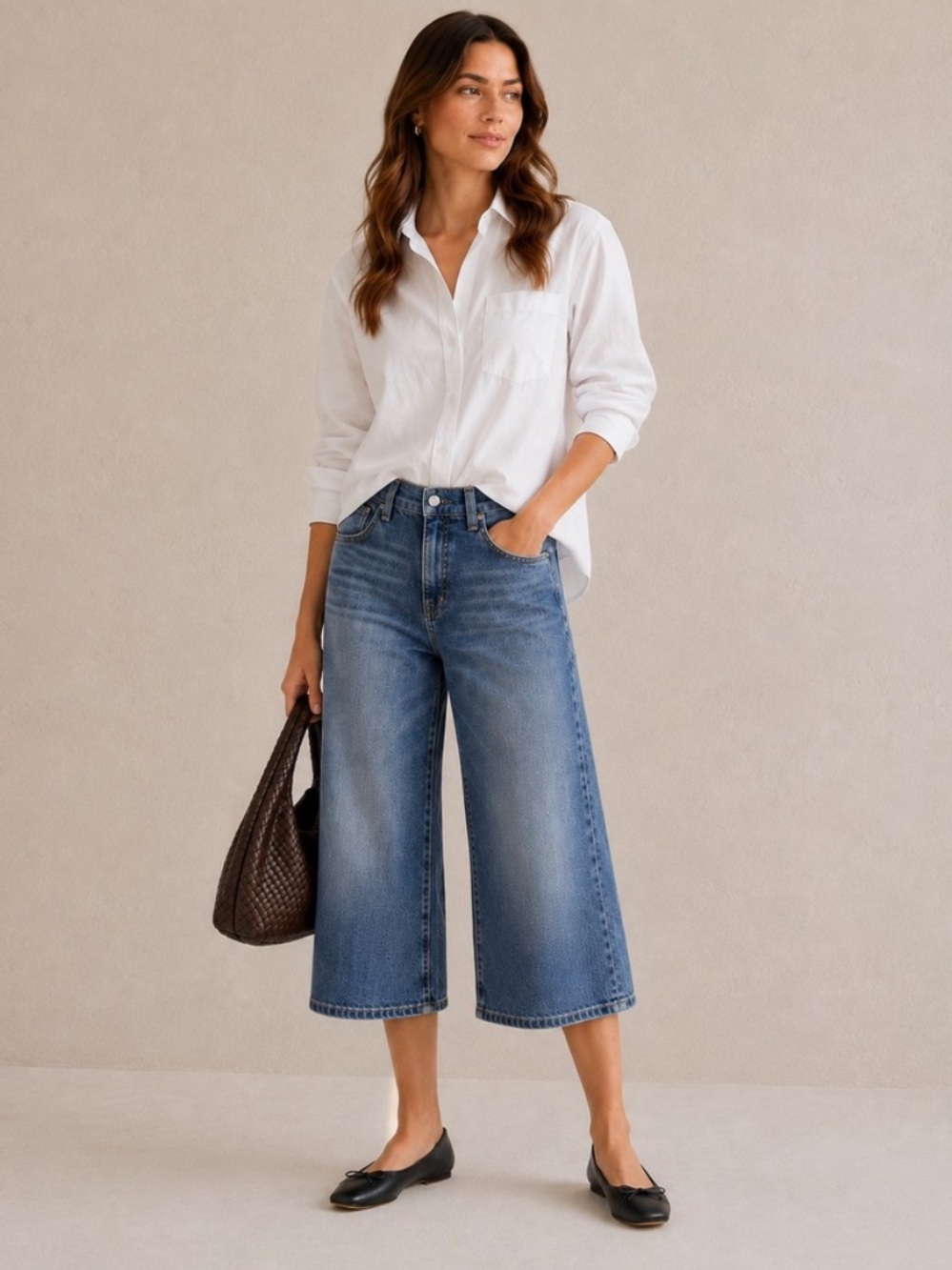 Nili Lotan London Distressed Cropped Wide Leg Jeans Women’s Size 24 In Blue